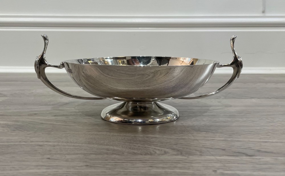 Stylish Art Nouveau Shallow Twin Handled Silver Bowl