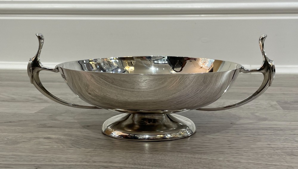 Stylish Art Nouveau Shallow Twin Handled Silver Bowl View III