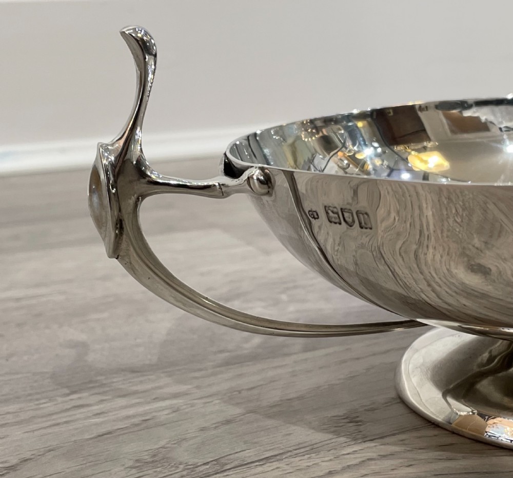 Stylish Art Nouveau Shallow Twin Handled Silver Bowl View IV
