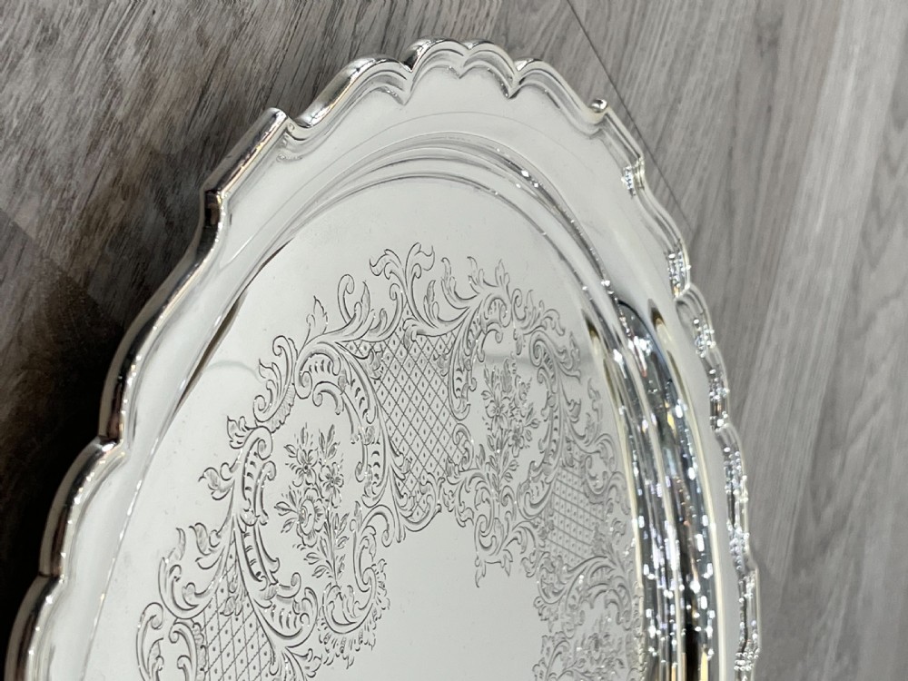 Quality Edwardian Solid Silver Drinks Tray View II