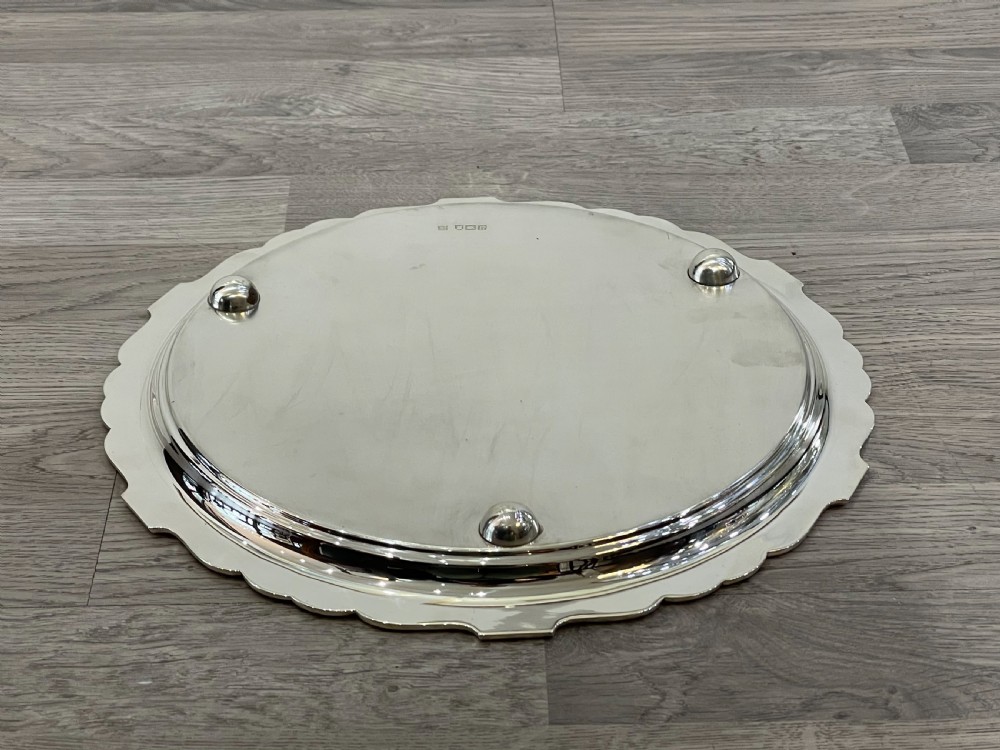 Quality Edwardian Solid Silver Drinks Tray View III
