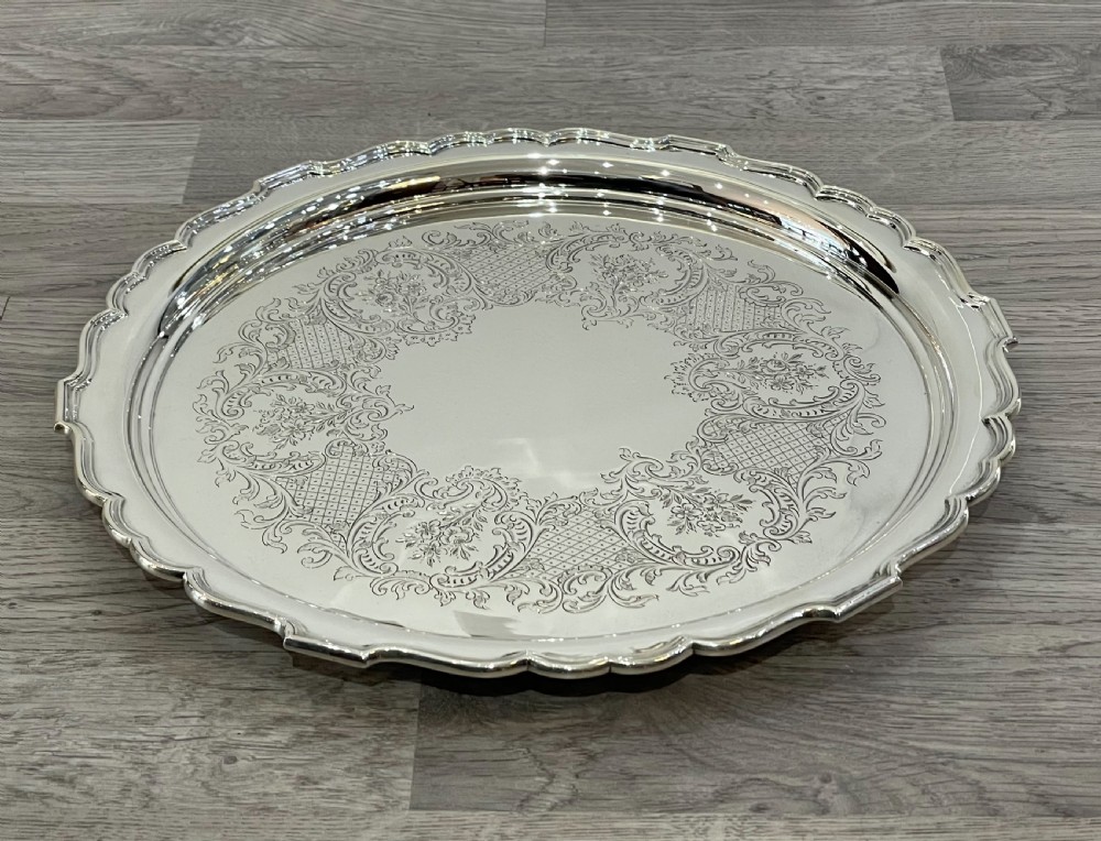 Quality Edwardian Solid Silver Drinks Tray View IV