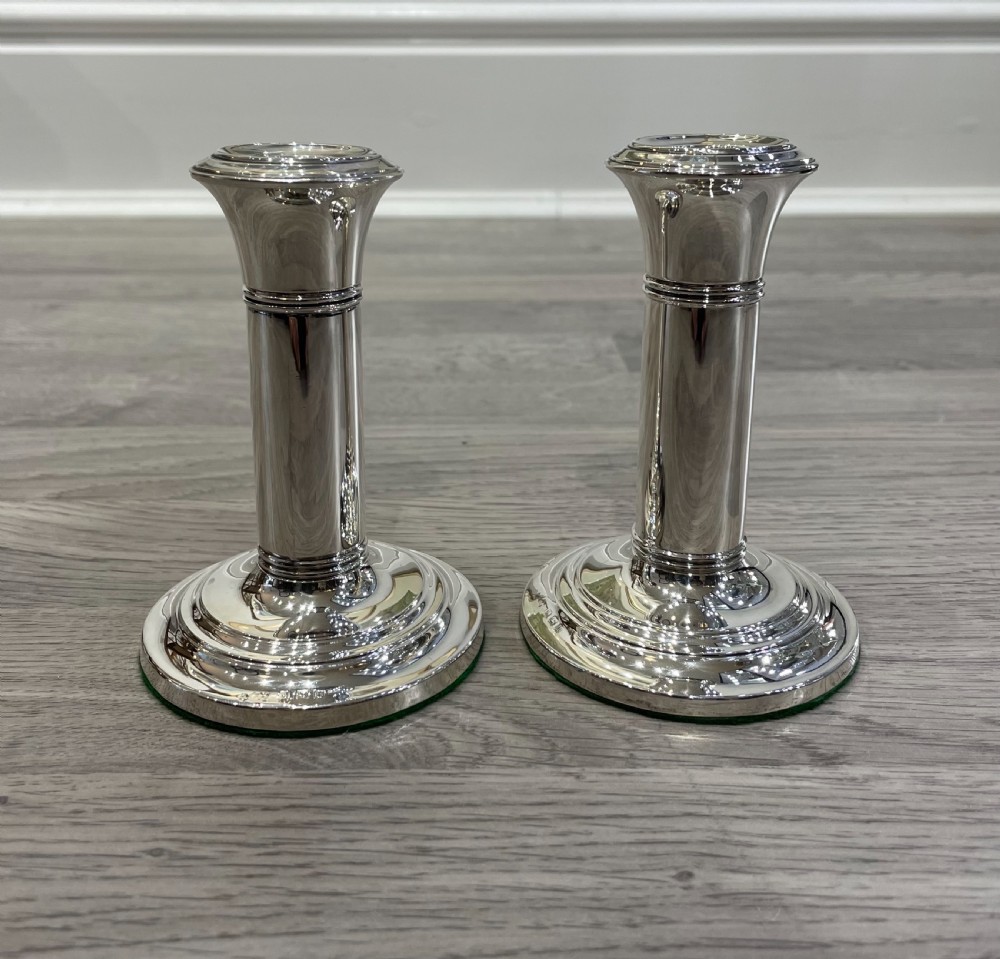 Pair George V Solid Silver Candlesticks, hallmarked Birmingham 1919