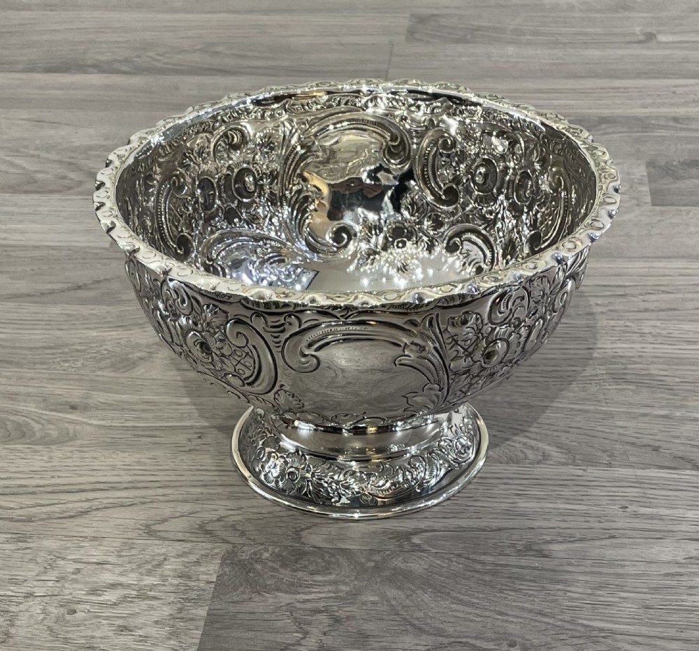 Victorian Solid Silver Rose Bowl, hallmarked London 1898 View II