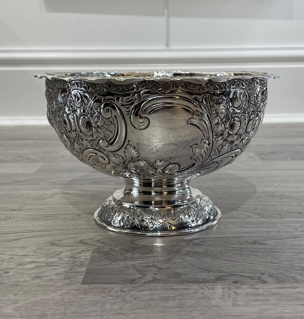 Victorian Solid Silver Rose Bowl, hallmarked London 1898 View III