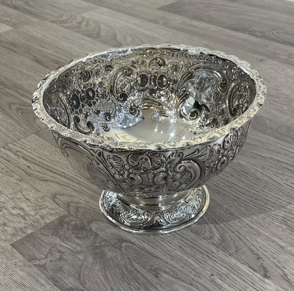Victorian Solid Silver Rose Bowl, hallmarked London 1898 View IV