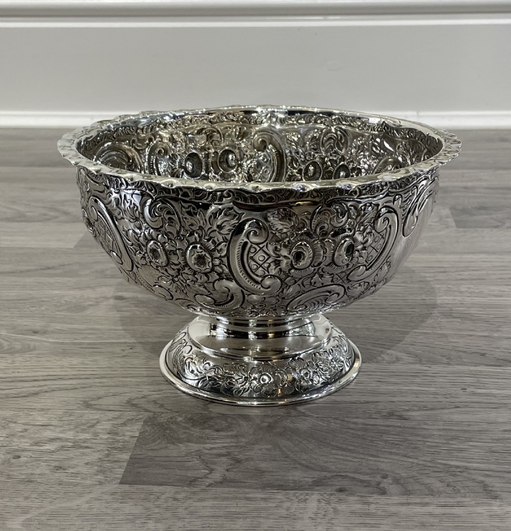 Victorian Solid Silver Rose Bowl, hallmarked London 1898 View V