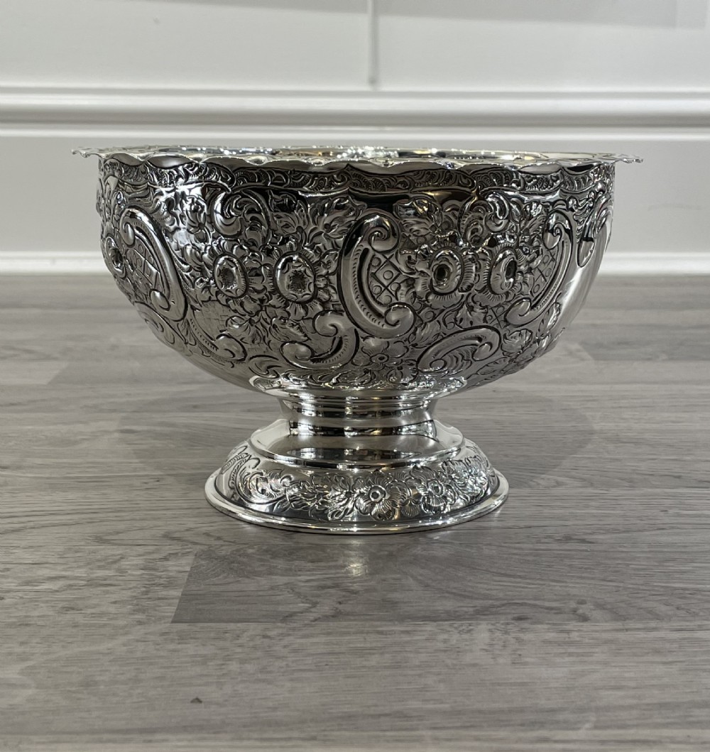 Victorian Solid Silver Rose Bowl, hallmarked London 1898 View VI