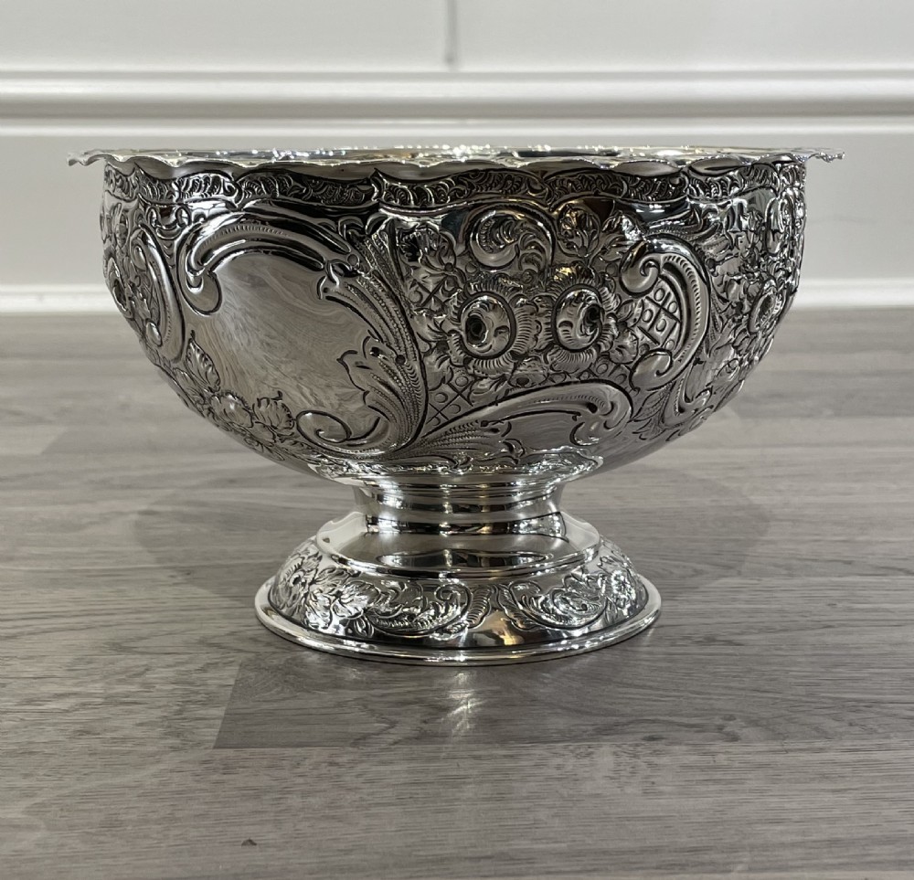 Victorian Solid Silver Rose Bowl, hallmarked London 1898 View VII