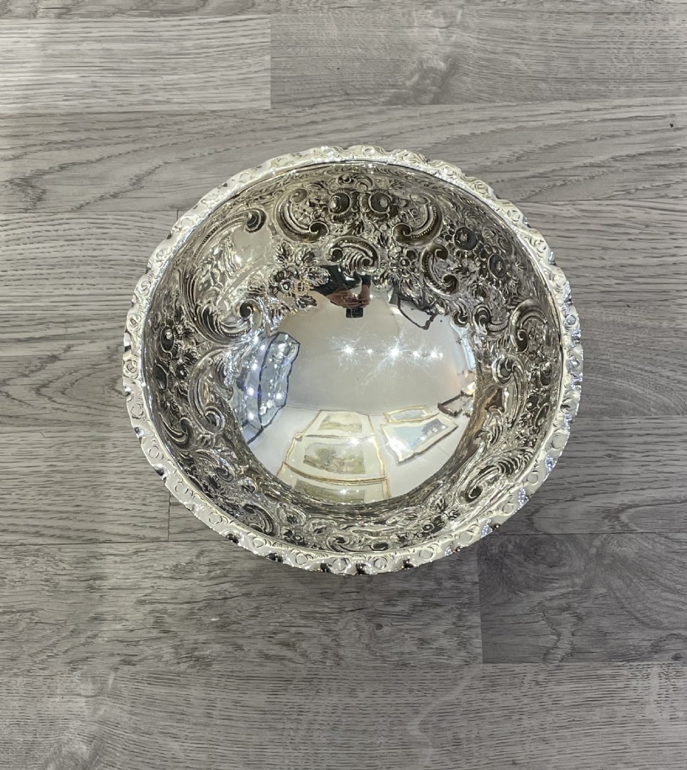 Victorian Solid Silver Rose Bowl, hallmarked London 1898 View X
