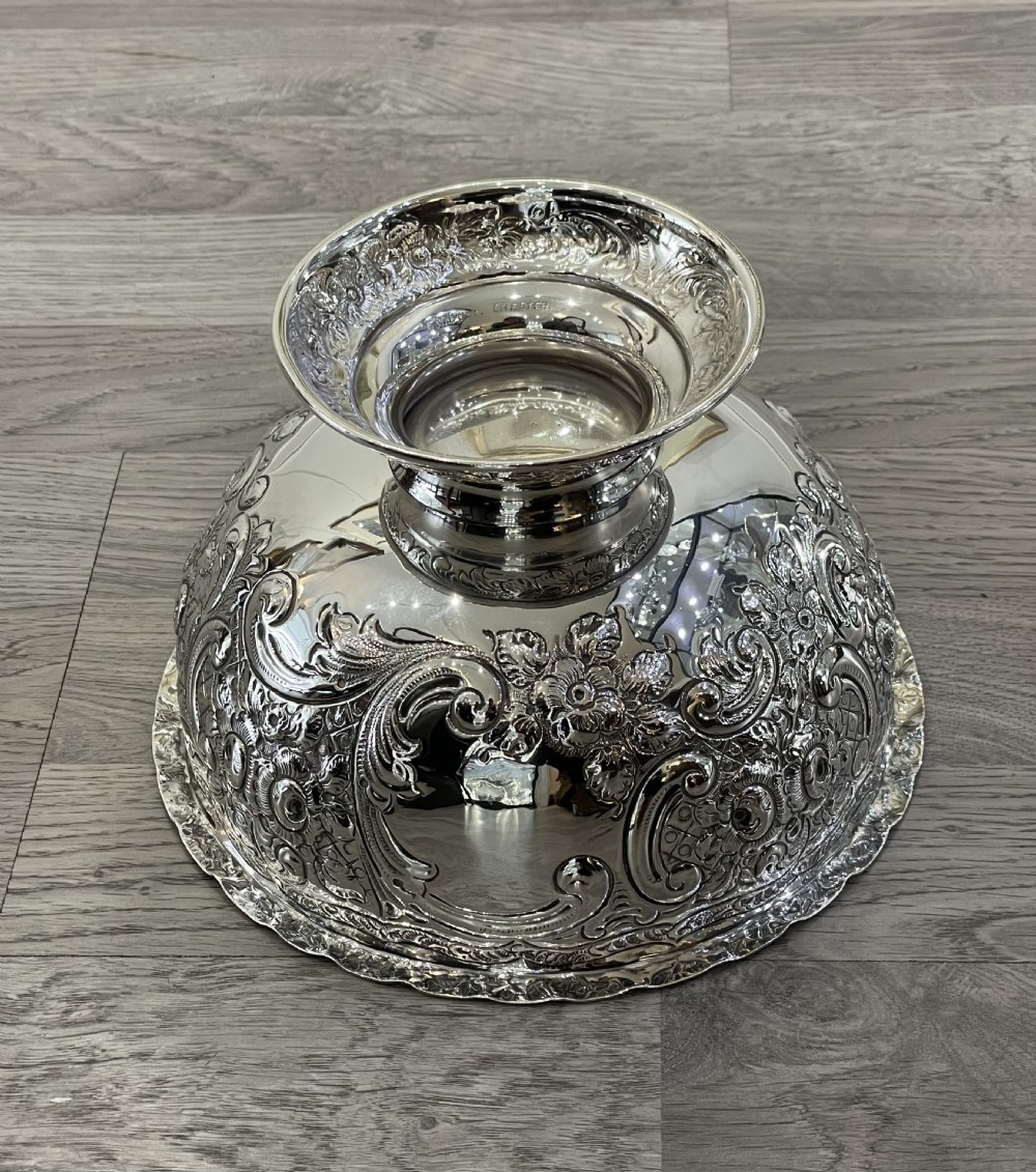 Victorian Solid Silver Rose Bowl, hallmarked London 1898 View XII