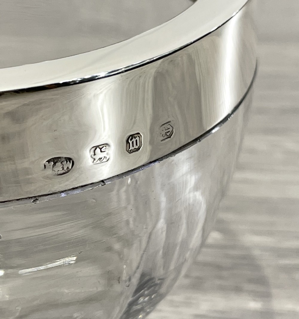 Good Victorian Silver Mounted Glass Bowl, hallmarked Birmingham 1896.  View II