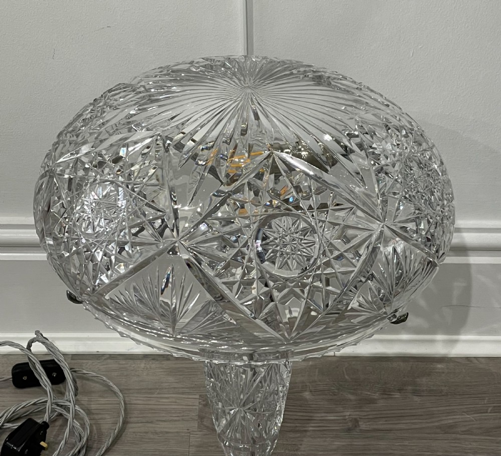 Impressive Twin Bulb Crystal Mushroom Table Lamp View VI