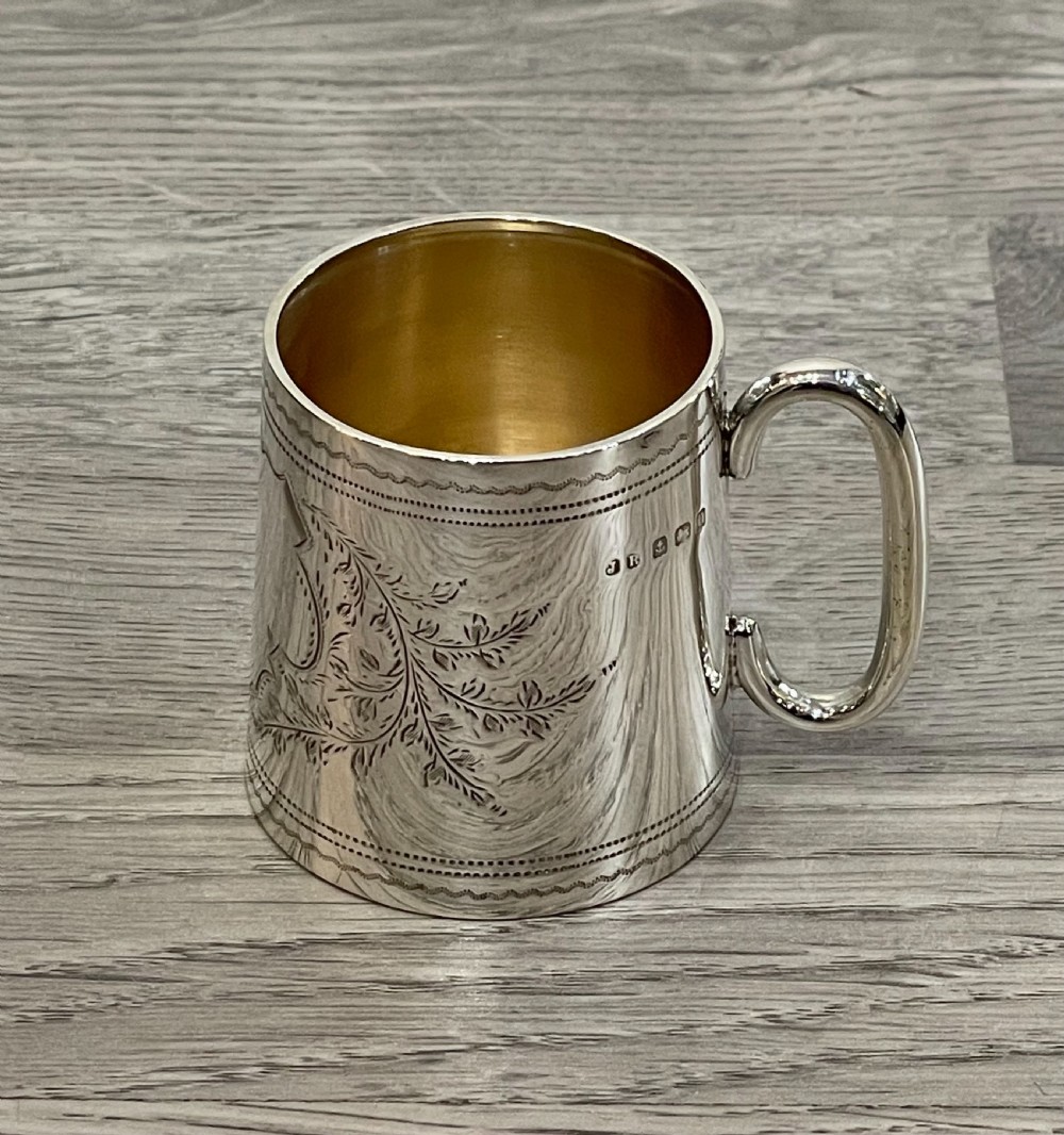 Pretty Solid Silver Christening Mug