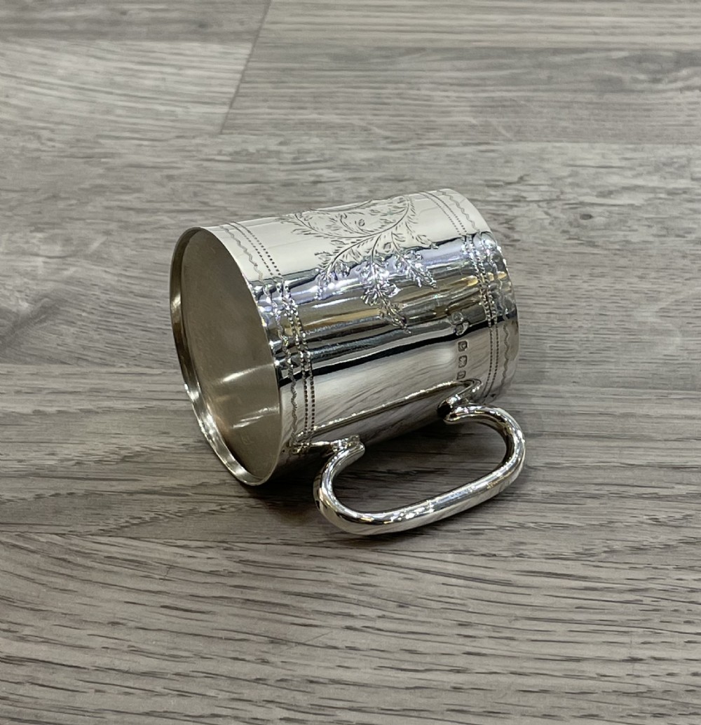 Pretty Solid Silver Christening Mug View IV