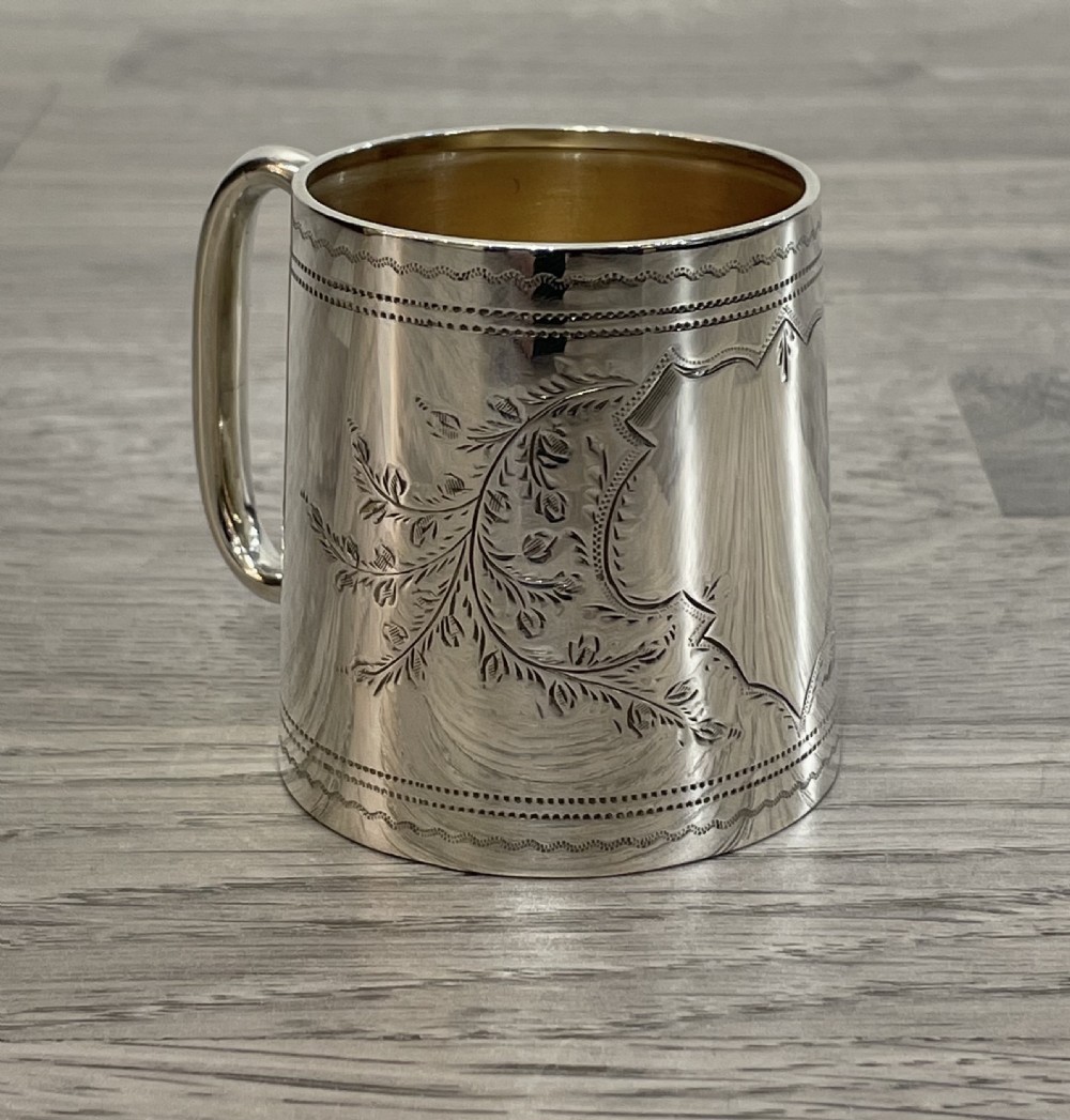 Pretty Solid Silver Christening Mug View V