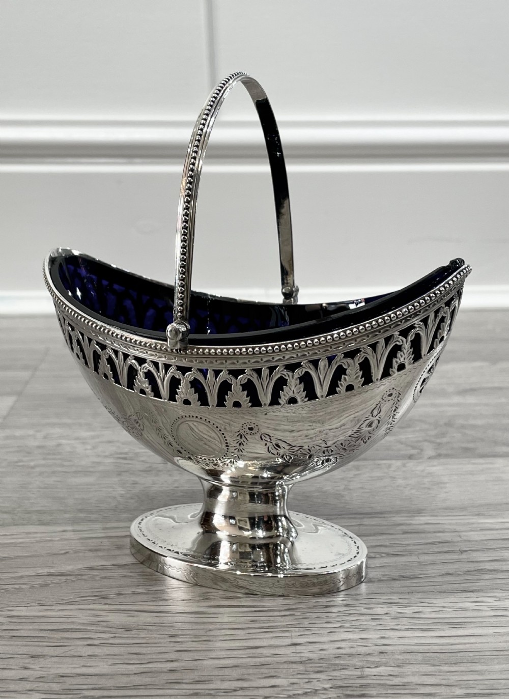 George III Solid Silver Sugar Basket, 1785 View II