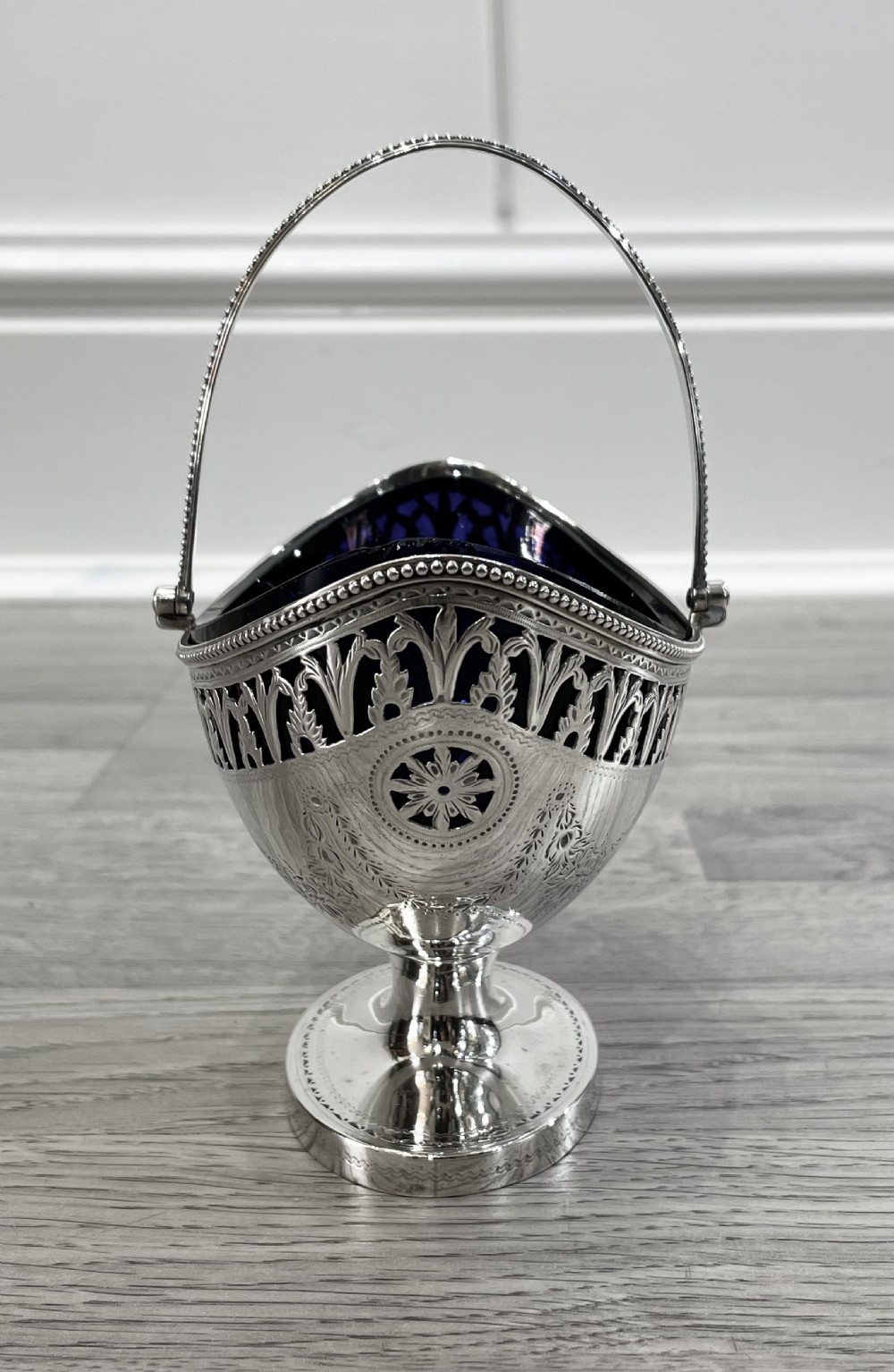 George III Solid Silver Sugar Basket, 1785 View V