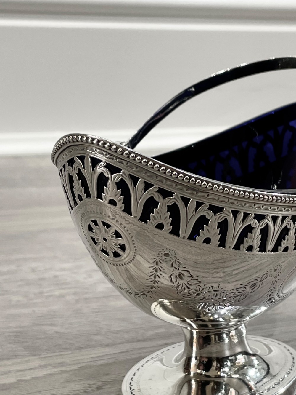 George III Solid Silver Sugar Basket, 1785 View VIII