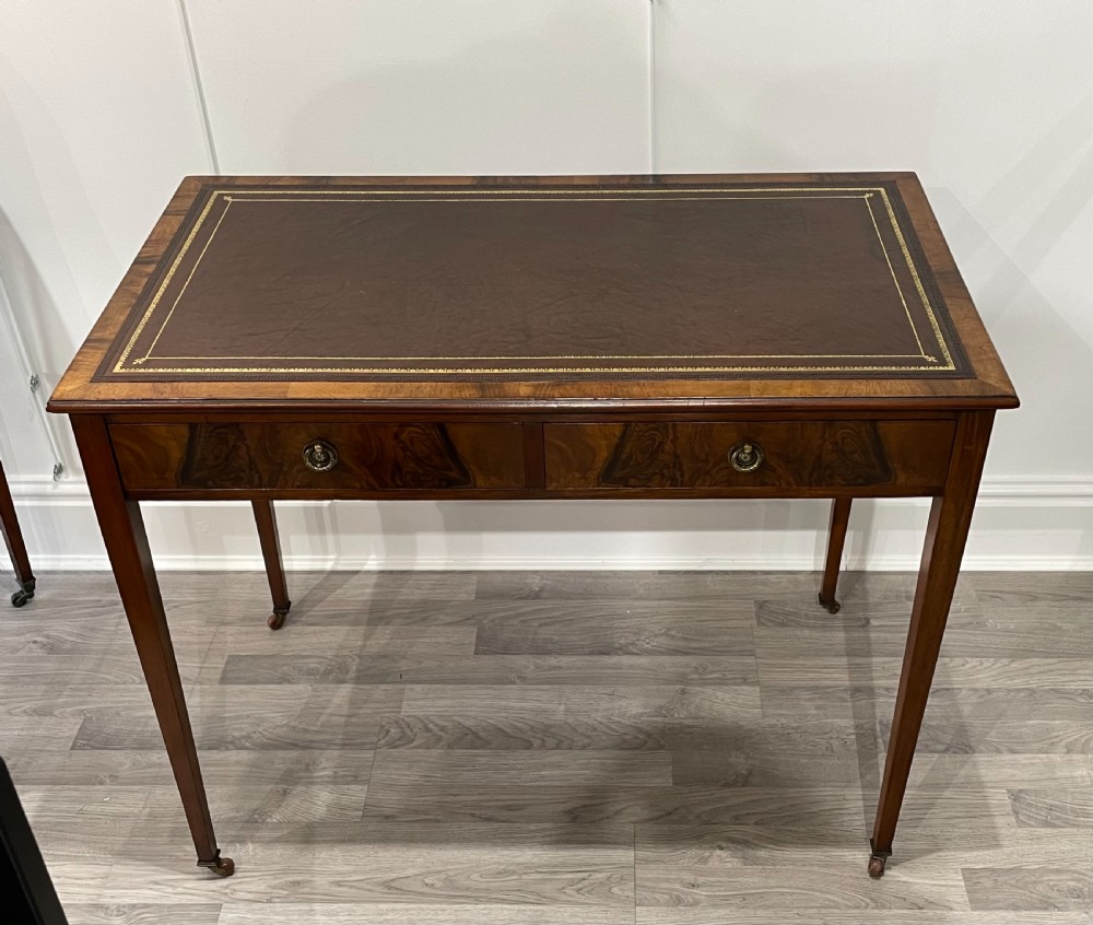 Antique Edwardian Burr Walnut Writing Table