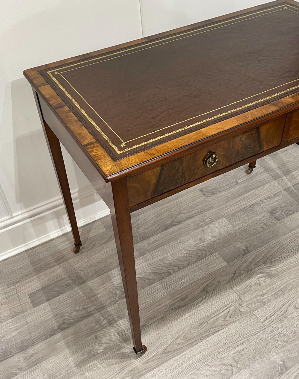 Antique Edwardian Burr Walnut Writing Table View IV