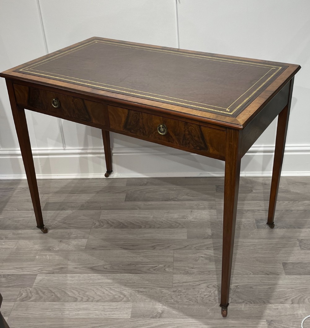 Antique Edwardian Burr Walnut Writing Table View VI