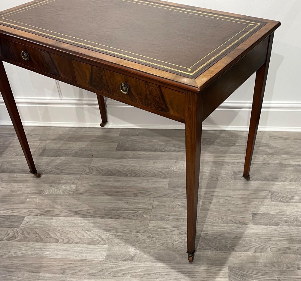 Antique Edwardian Burr Walnut Writing Table View VIII