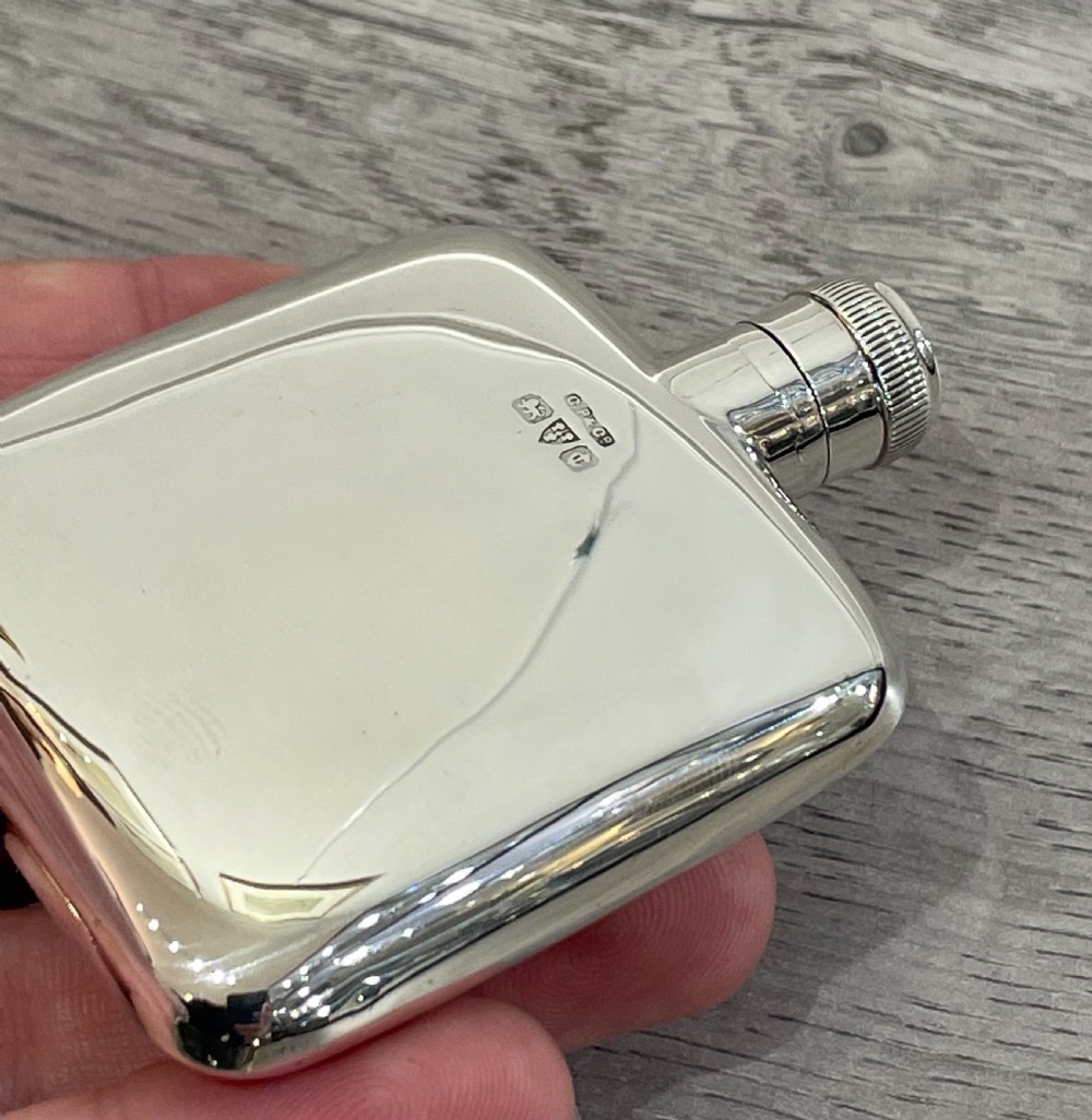 George V Solid Silver Hip Flask, Chester View II