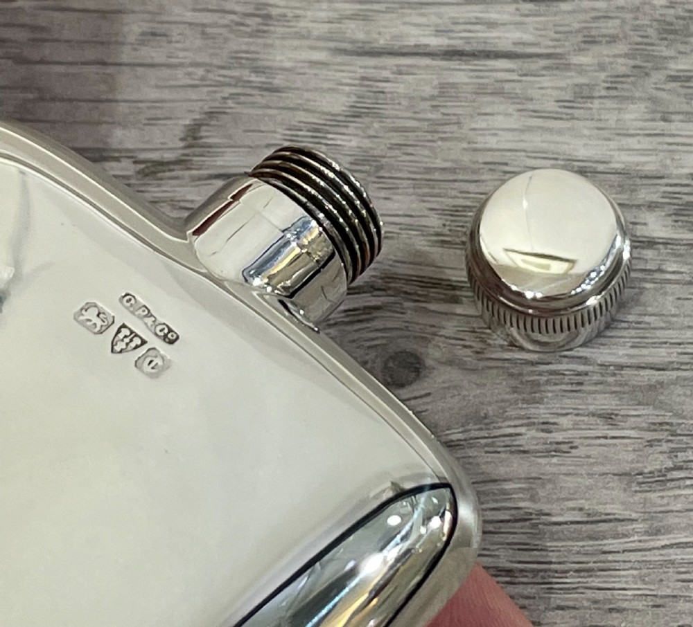 George V Solid Silver Hip Flask, Chester View IV