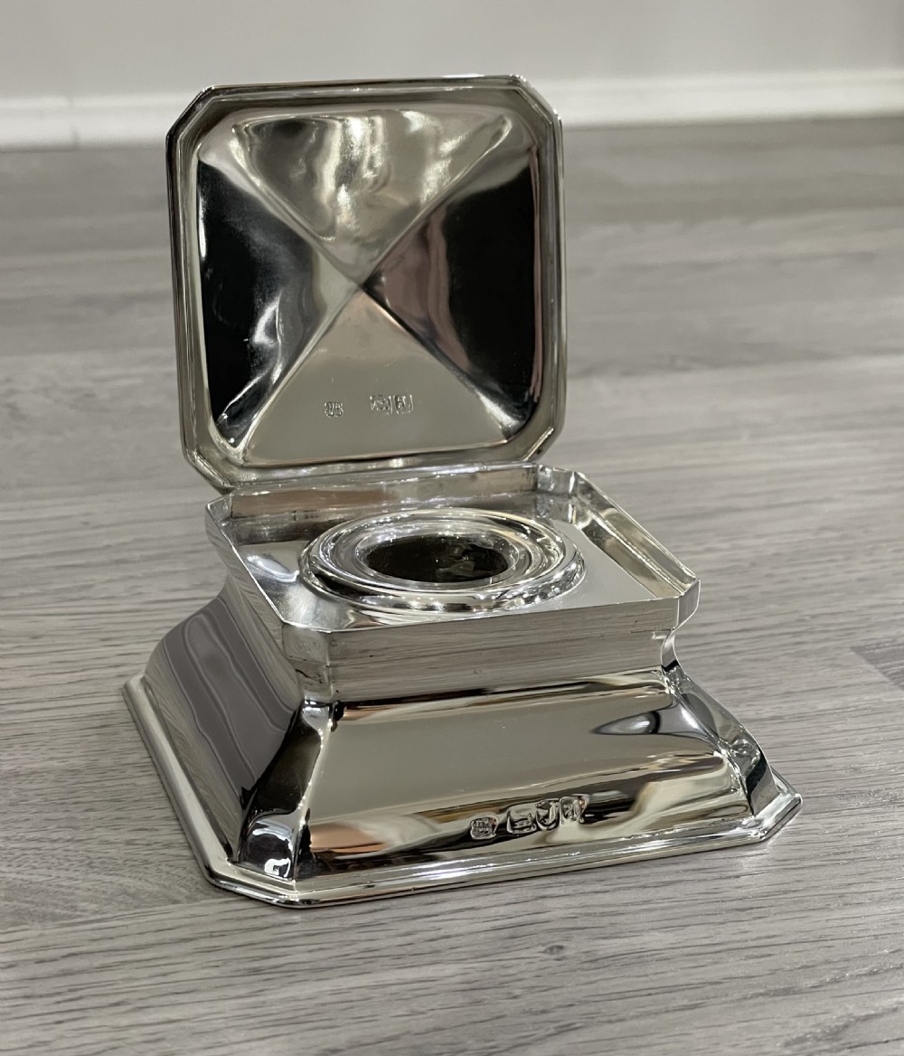 Quality Victorian Silver Inkwell by Hukin & Heath View III