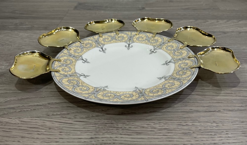 Rare Set of Six George V Silver Gilt Pip Trays View V