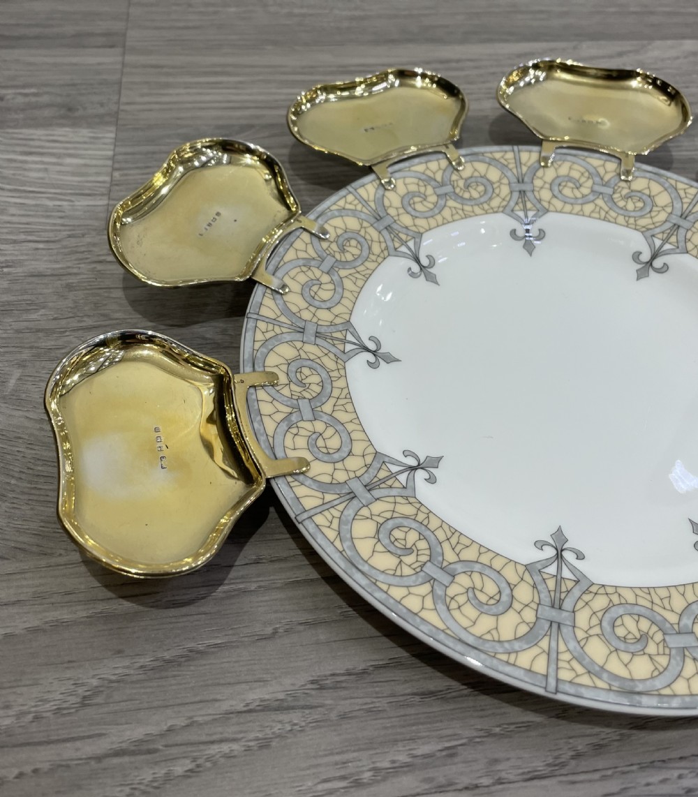 Rare Set of Six George V Silver Gilt Pip Trays View VI
