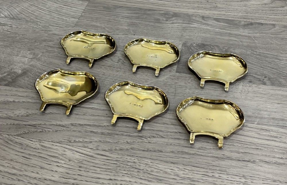 Rare Set of Six George V Silver Gilt Pip Trays View VII