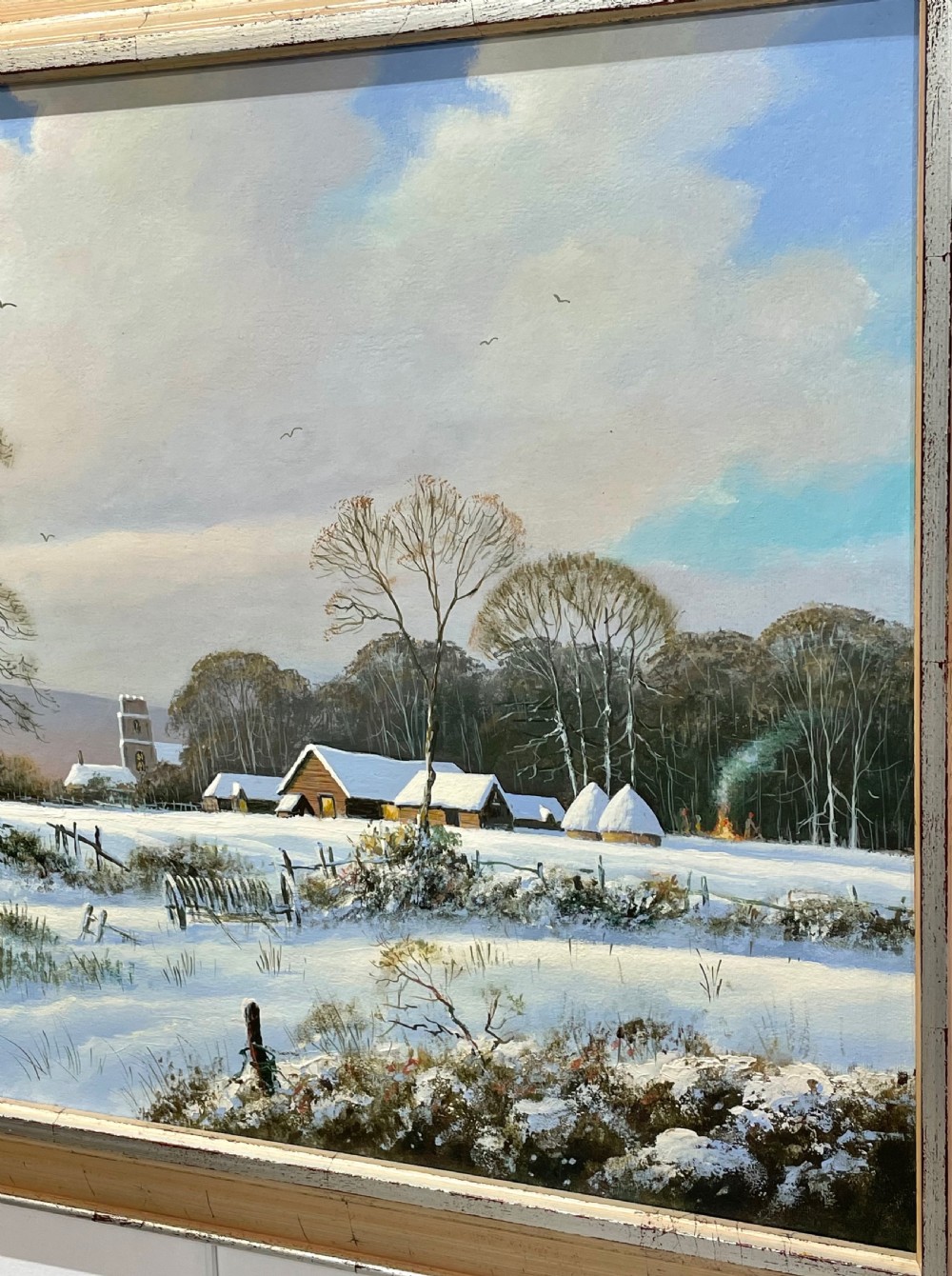 Rural Snow Landscape, Oil on Canvas by Alan Dinsdale  View II