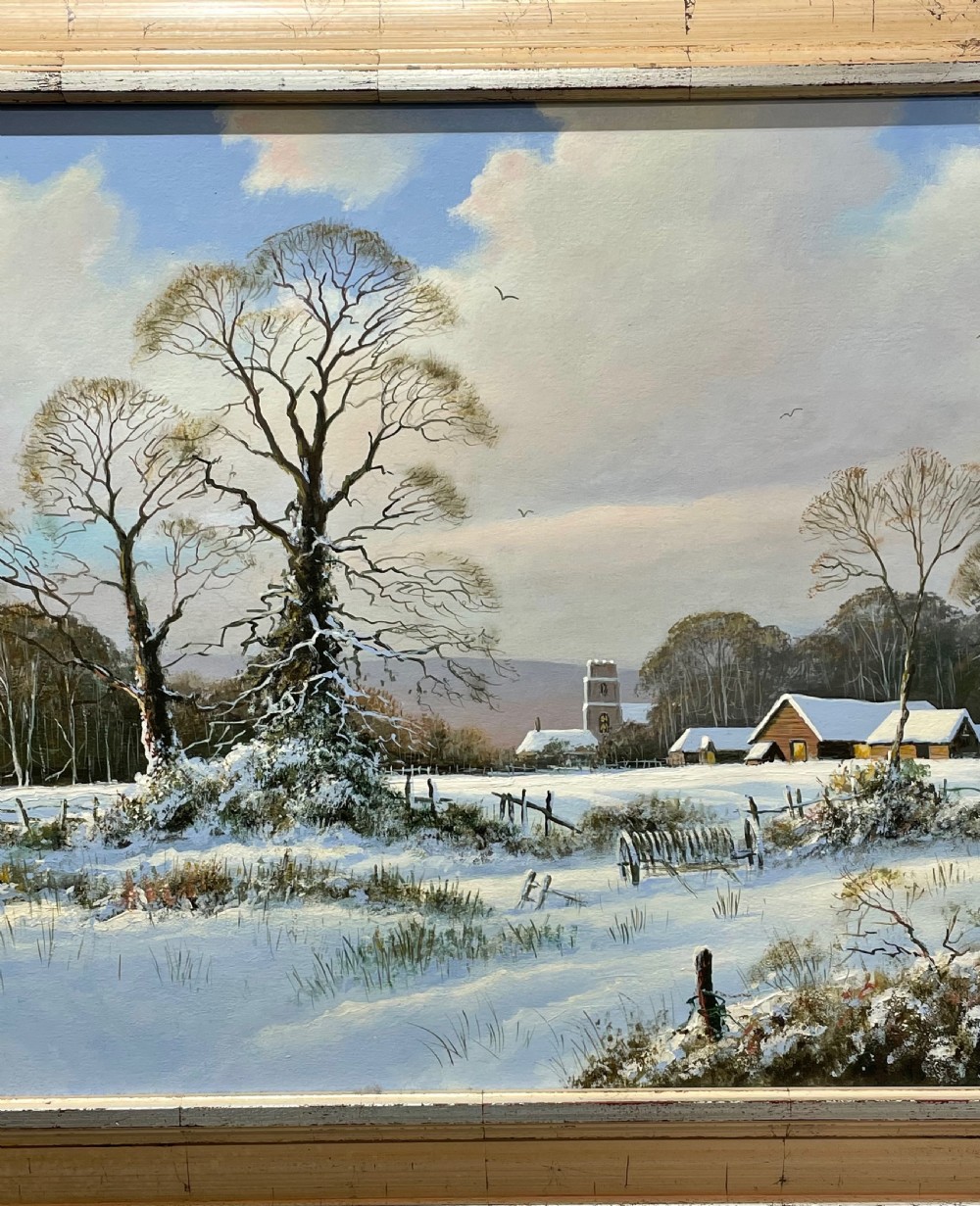 Rural Snow Landscape, Oil on Canvas by Alan Dinsdale  View V