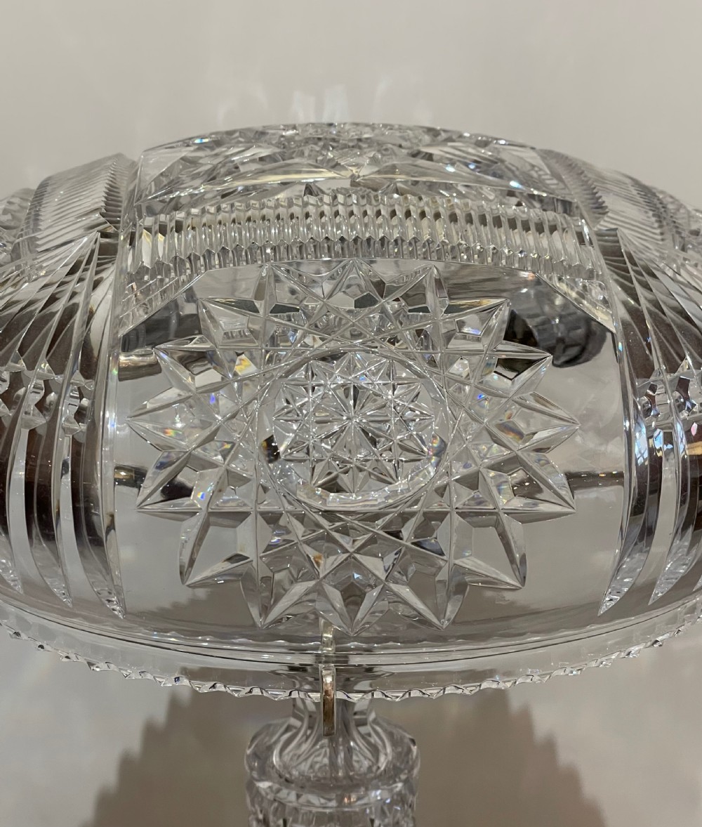 Quality 1930s Twin Bulb Cut Glass Mushroom Lamp View V