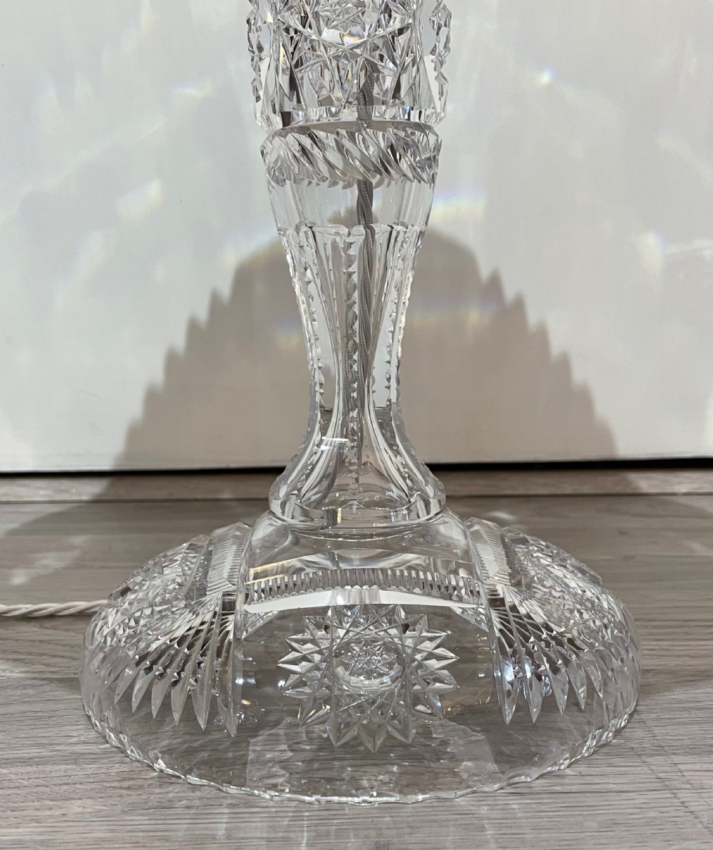Quality 1930s Twin Bulb Cut Glass Mushroom Lamp View VII