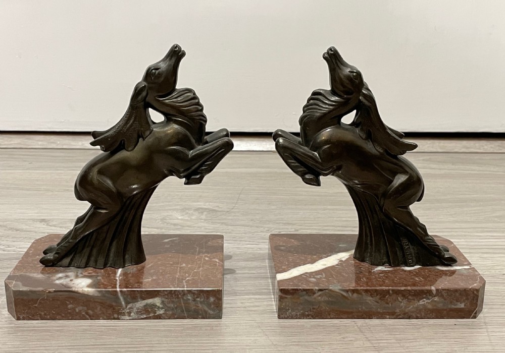 Art Deco Spelter Stag Bookends by Franjou View VI
