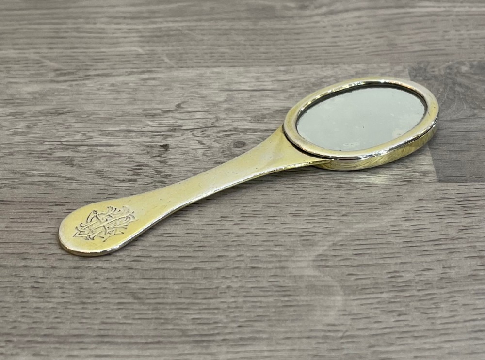 A delightful Victorian silver gilt ladies travel mirror by Frederic Purnell, hallmarked London 1872 View IV