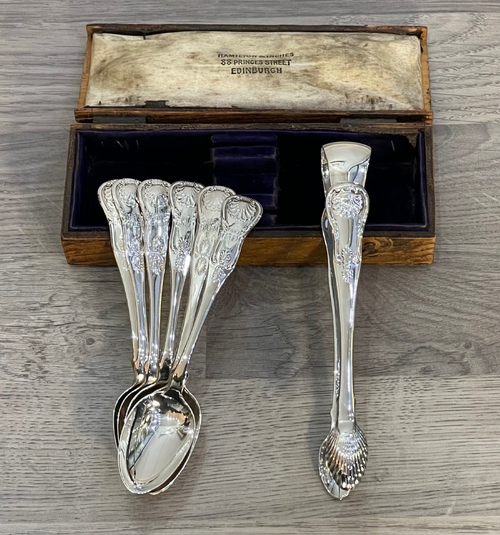 Rare Set of George IV Scottish Silver Spoons & Tongs, James McKay and Andrew Wilkie View III