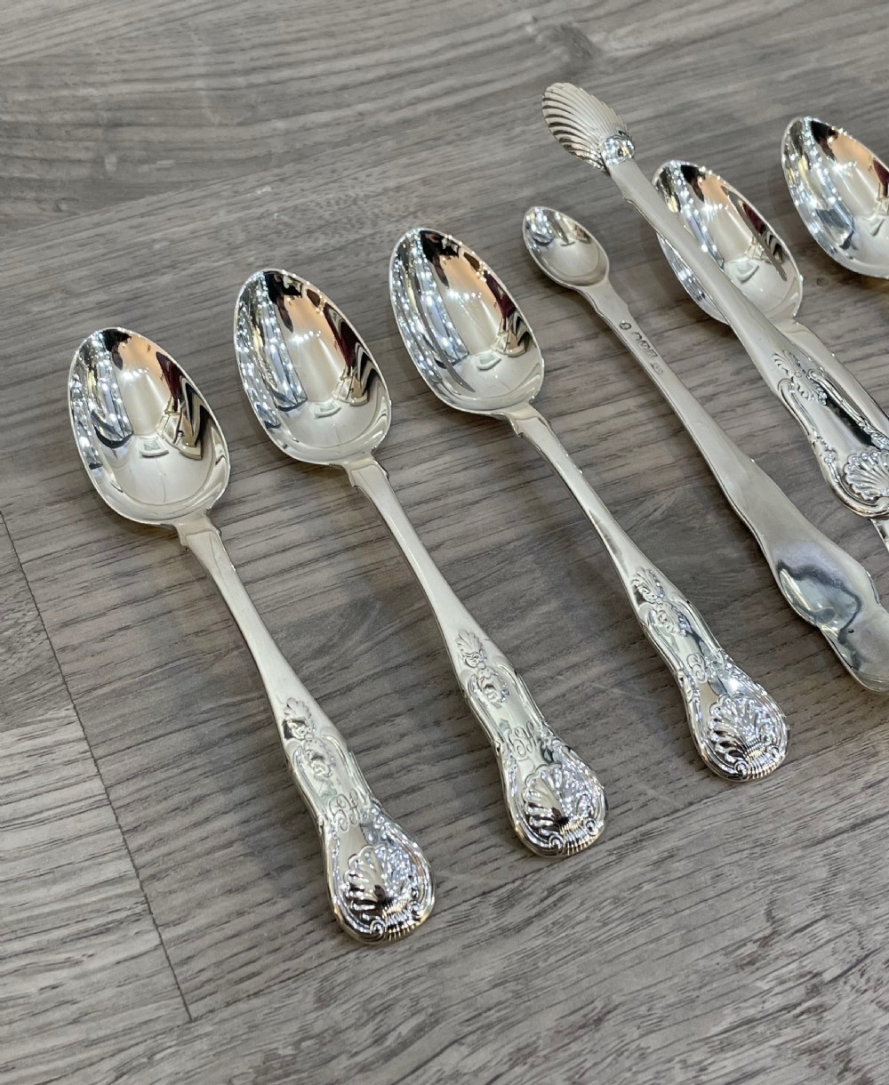 Rare Set of George IV Scottish Silver Spoons & Tongs, James McKay and Andrew Wilkie View V