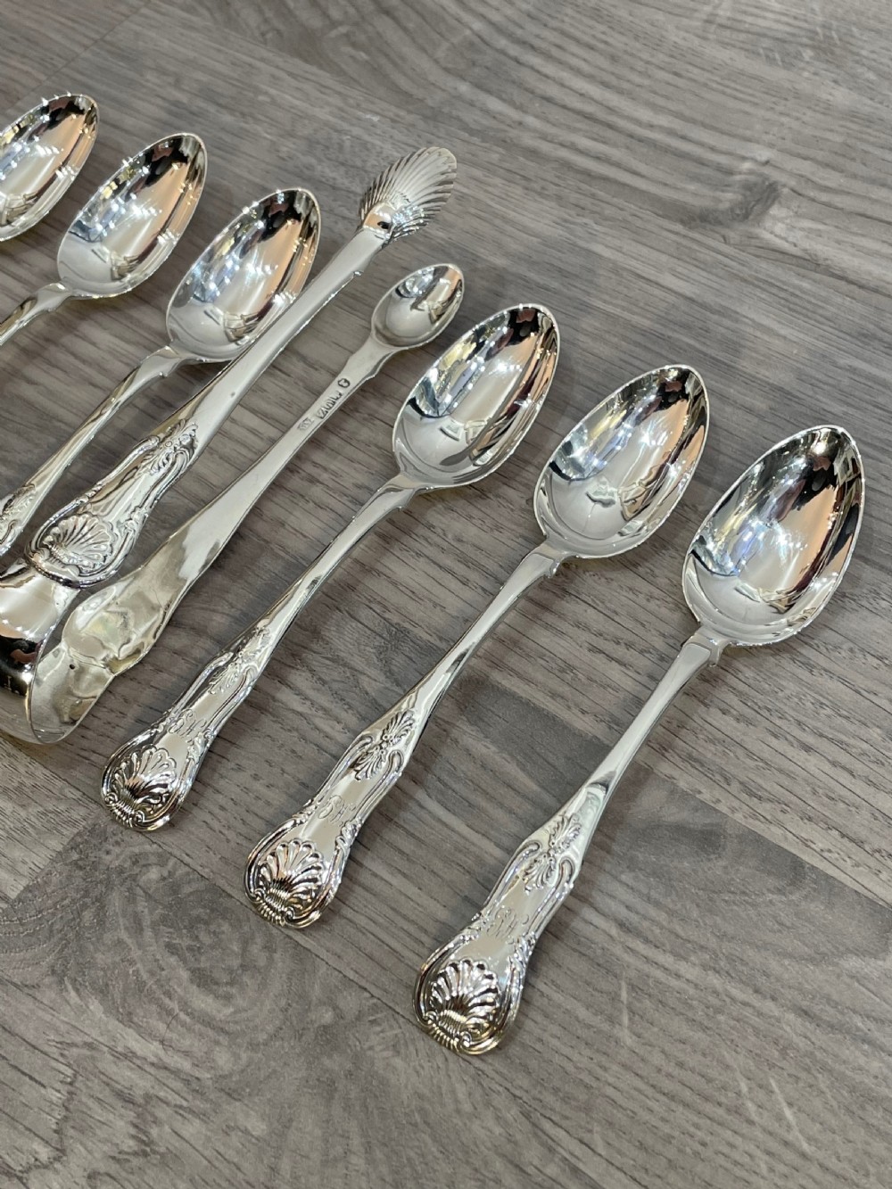 Rare Set of George IV Scottish Silver Spoons & Tongs, James McKay and Andrew Wilkie View VI