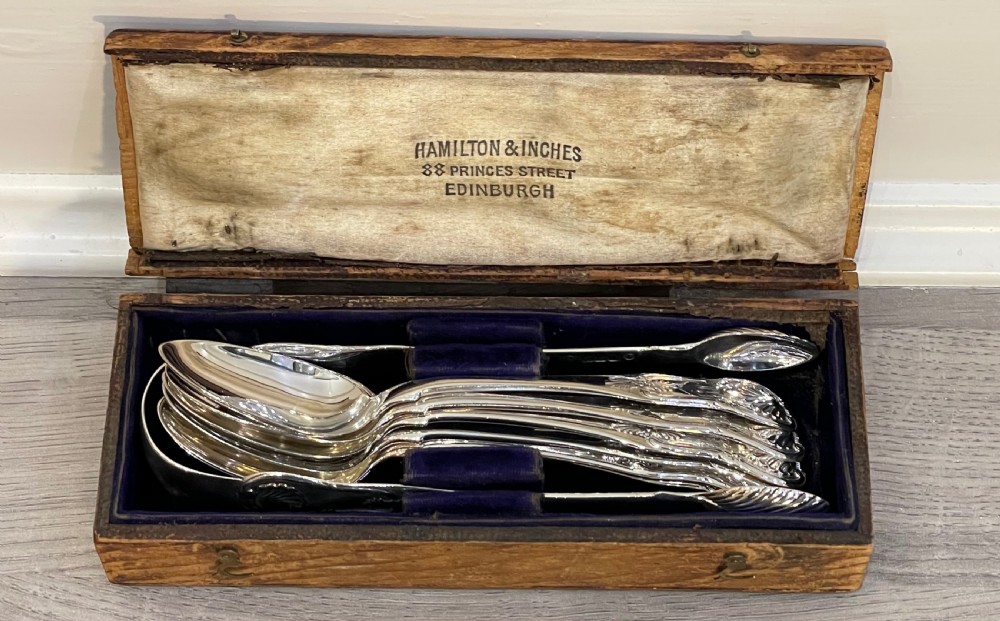 Rare Set of George IV Scottish Silver Spoons & Tongs, James McKay and Andrew Wilkie View VII