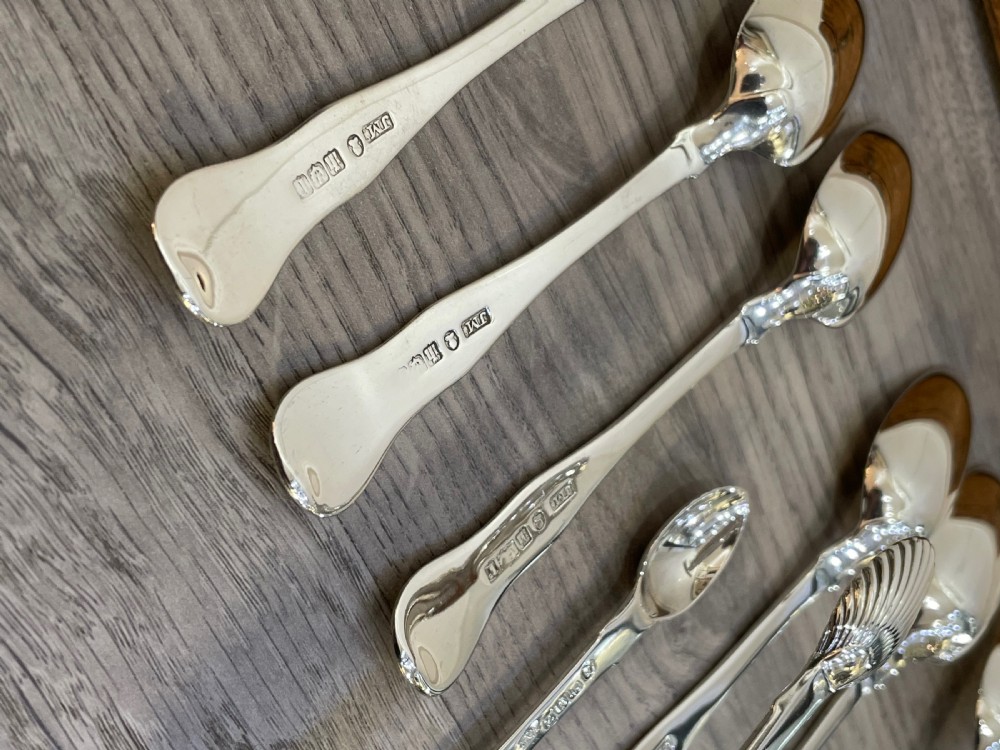 Rare Set of George IV Scottish Silver Spoons & Tongs, James McKay and Andrew Wilkie View IX