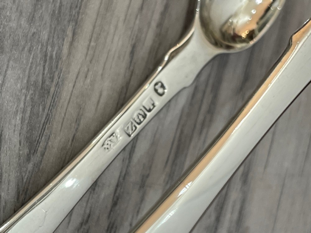 Rare Set of George IV Scottish Silver Spoons & Tongs, James McKay and Andrew Wilkie View X
