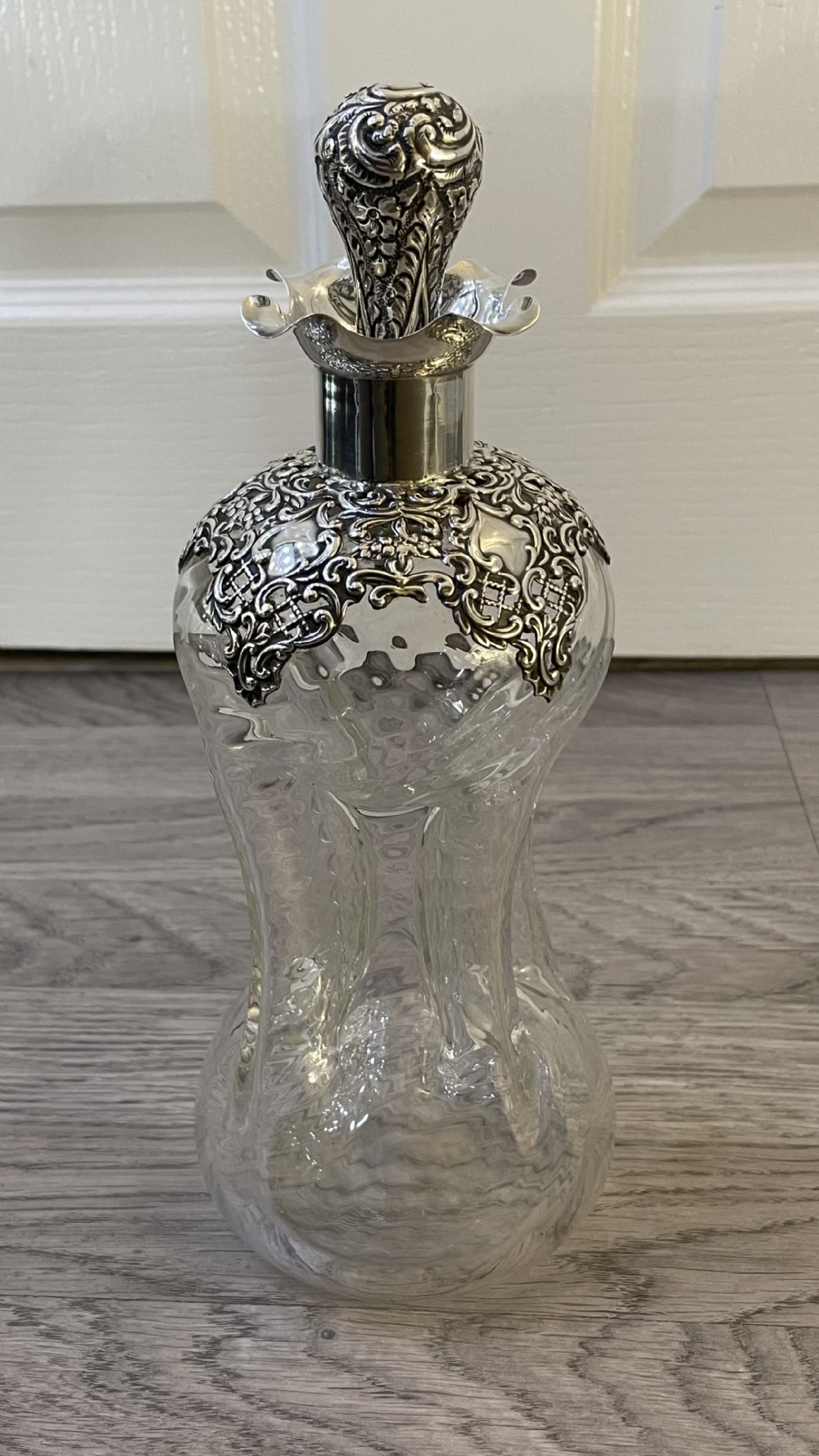 Quality Edwardian Glass & Silver Glug Glug Decanter, 1905