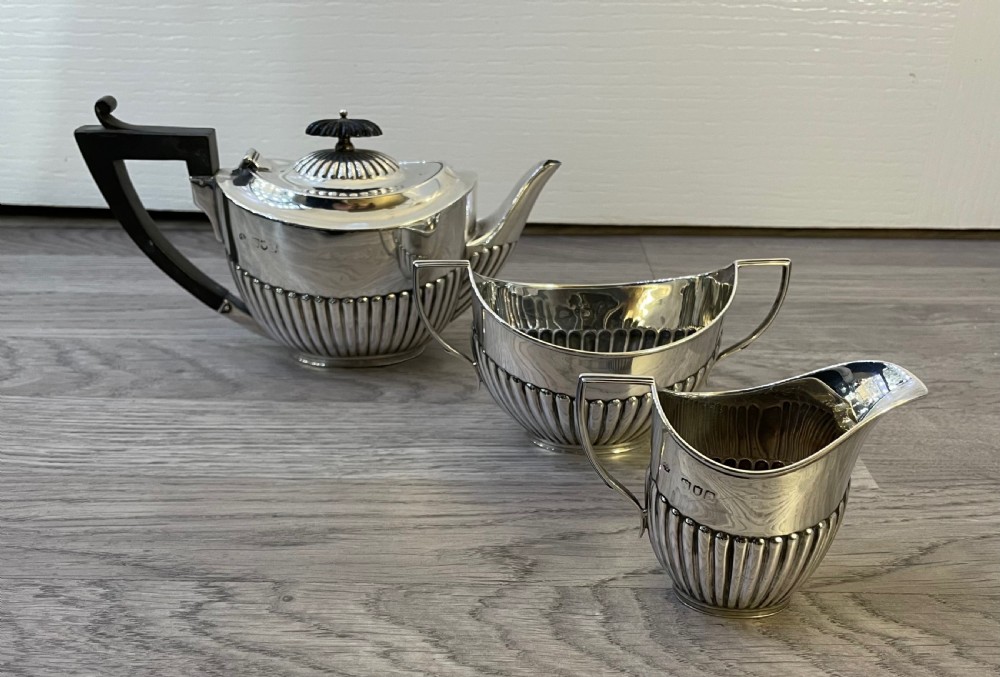 Victorian Silver Three Piece Bachelors Tea Set, 1896 View II