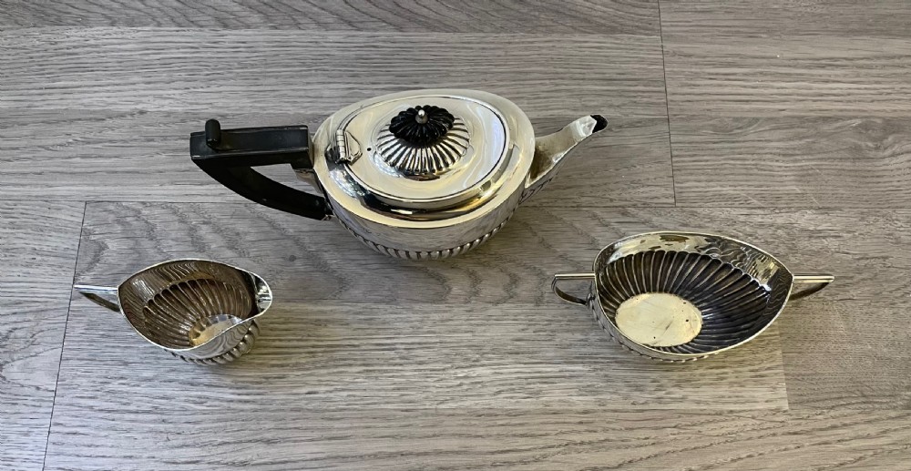 Victorian Silver Three Piece Bachelors Tea Set, 1896 View IV