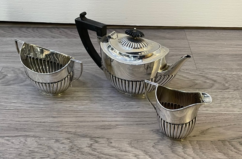 Victorian Silver Three Piece Bachelors Tea Set, 1896 View V