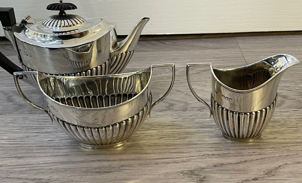 Victorian Silver Three Piece Bachelors Tea Set, 1896 View VII